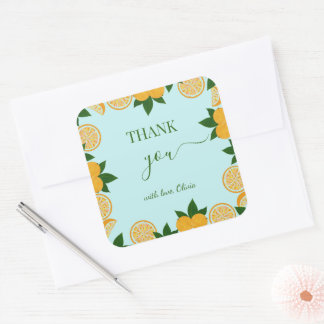 Sinaasappel Fruit Baby shower Gift Vierkante Sticker
