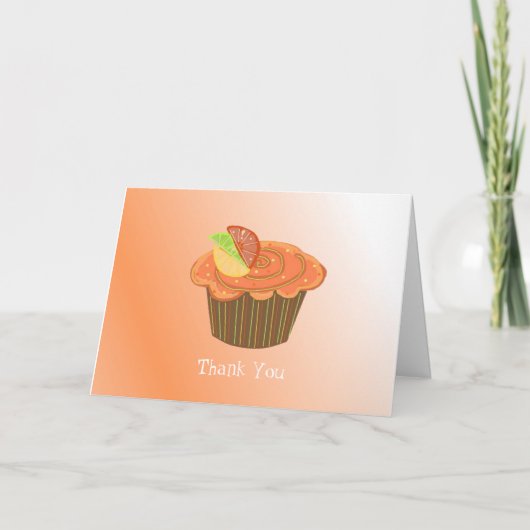 Sinaasappel Fruit Cupcake Dank Je Bedankkaart (Voorkant)