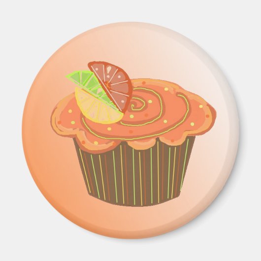 Sinaasappel Fruit Cupcake Magneet (Voorkant)