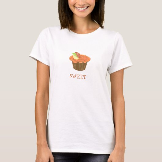 Sinaasappel Fruit Cupcake T-shirt (Voorkant)
