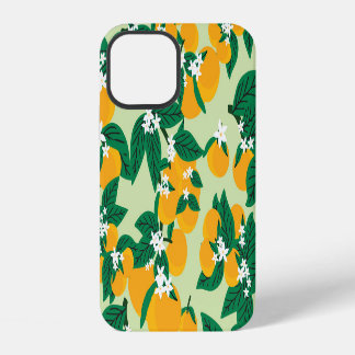 Sinaasappel fruit: groen vintage patroon. iPhone 12 hoesje