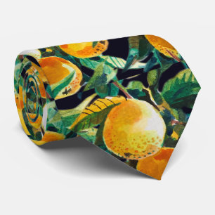 Sinaasappel Fruit Waterverf  Verse Citrus Kunst Stropdas