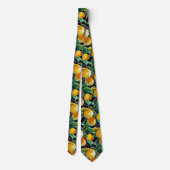 Sinaasappel Fruit Waterverf Verse Citrus Kunst Stropdas (Achterkant)