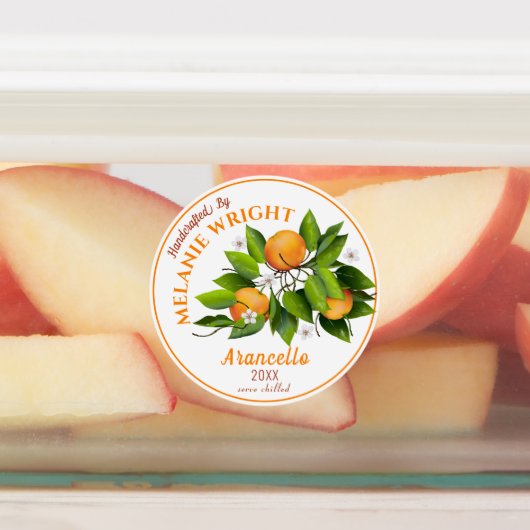 Sinaasappel fruitconserven labels (Aangebracht)