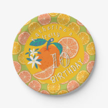 Sinaasappel Fruitige 10e Verjaardag Papieren Bord