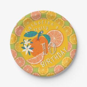 Sinaasappel Fruitige 10e Verjaardag Papieren Bord