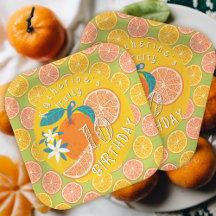 Sinaasappel Fruitige 10e Verjaardag Papieren Bord