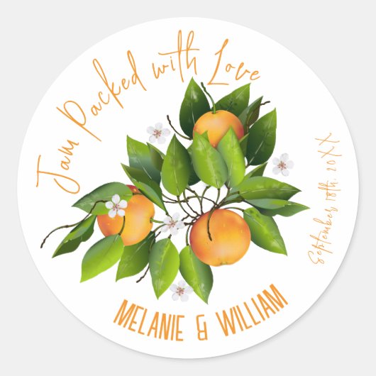 Sinaasappel fruitjam ronde sticker (Voorkant)