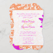 Sinaasappel & Fuchsia Gerber Daisy Wedding Invitat Kaart (Voorkant / Achterkant)