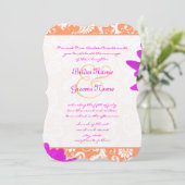 Sinaasappel & Fuchsia Gerber Daisy Wedding Invitat Kaart (Staand voorkant)