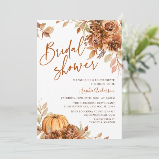 Sinaasappel gebrand Vrijgezellenfeest najaar pompo Kaart (Staand voorkant)