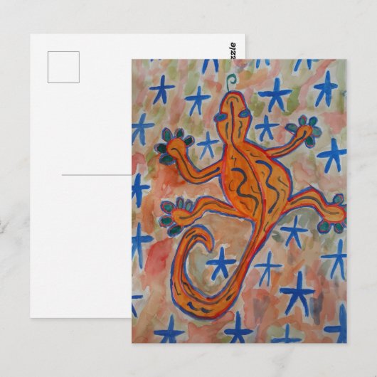 Sinaasappel Gecko Briefkaart (Voorkant / Achterkant)