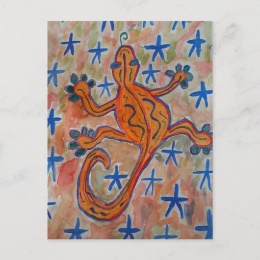 Sinaasappel Gecko Briefkaart (Voorkant)