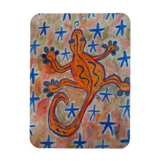 Sinaasappel Gecko Briefkaart Magneet (Verticaal)