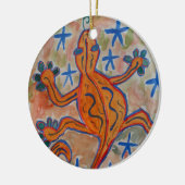 Sinaasappel Gecko Ceramic Ornament (Links)