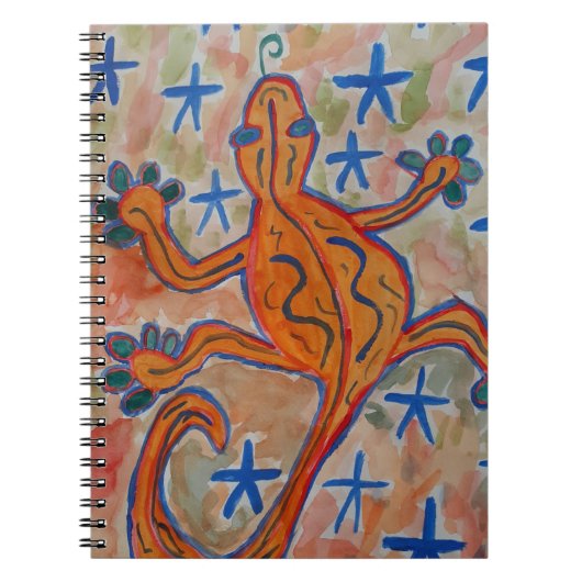 Sinaasappel Gecko Spiral Notitieboek (Voorkant)