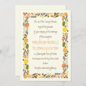 sinaasappel geel bloemgrens modern bruiloft kaart (Voorkant / Achterkant)