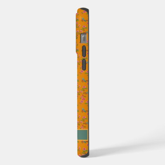  Sinaasappel Geel Bloemvogel Roze Bloem iPhone Hoesje (Linkerkant)