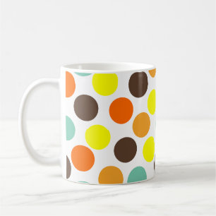 Sinaasappel, geel, bruin, blauw Stip Koffiekoffie  Koffiemok