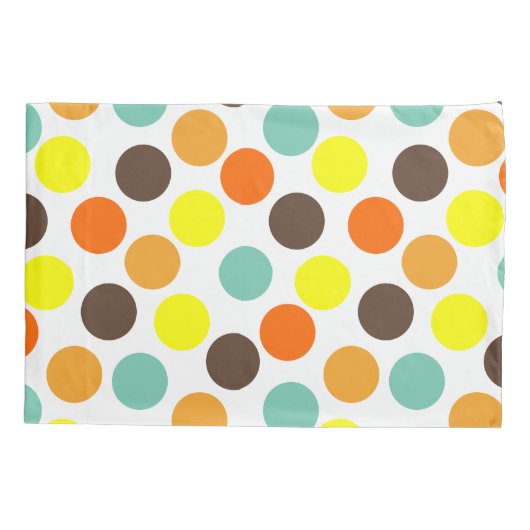 Sinaasappel, geel, bruin, blauwe Stippen Kussenslo Kussensloop (Achterkant)