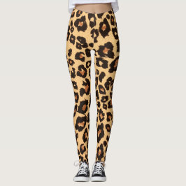 Sinaasappel Geel Bruin Zwart Leopard Dierenprint Leggings