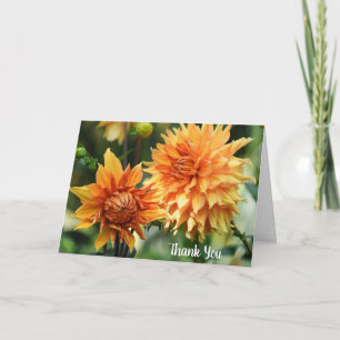 Sinaasappel & Geel Dahlia Flowers Bedankt Kaart