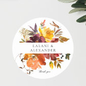 Sinaasappel & Geel Goud Bloemen 2 Dank u Ronde Sticker