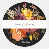 Sinaasappel & Geel Gouden Bloem 2V2 Bedankt - Zwar Ronde Sticker (Voorkant)