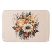 Sinaasappel Geel Grijs Bloemboeket Badmat (Voorkant)
