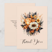 Sinaasappel Geel Grijs Bloemboeket Bedankkaart (Voorkant / Achterkant)