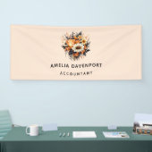 Sinaasappel Geel Grijs Bloemboeket Business Spandoek (Beurs)