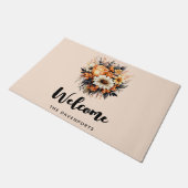 Sinaasappel Geel Grijs Bloemboeket Deurmat (Schuin)