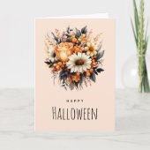 Sinaasappel Geel Grijs Bloemboeket Halloween Kaart (Voorkant)