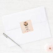 Sinaasappel Geel Grijs Bloemboeket Kaars Business Vierkante Sticker (Envelop)