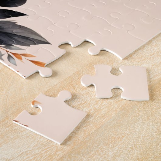 Sinaasappel Geel Grijs Bloemboeket Legpuzzel (Zijkant)