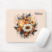 Sinaasappel Geel Grijs Bloemboeket Muismat (Met muis)