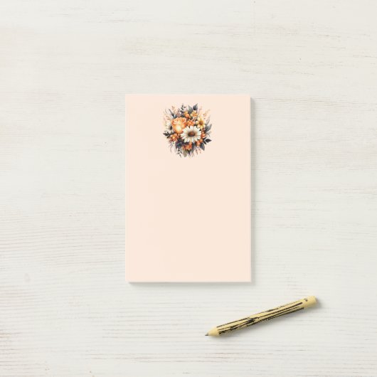 Sinaasappel Geel Grijs Bloemboeket Post-it® Notes (Op bureau)