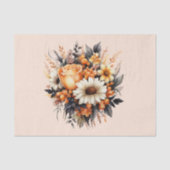 Sinaasappel Geel Grijs Bloemboeket Tissuepapier (Voorkant)