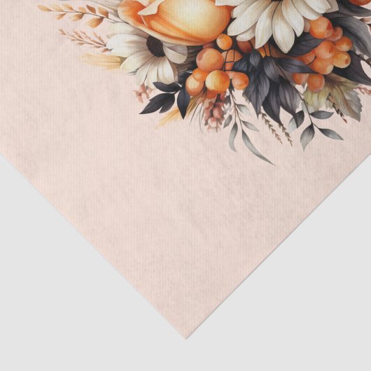 Sinaasappel Geel Grijs Bloemboeket Tissuepapier (Detail)