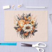 Sinaasappel Geel Grijs Bloemboeket Tissuepapier (Craft)