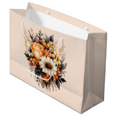 Sinaasappel Geel Grijs Bloemboeket Verjaardag Groot Cadeauzakje (Voorkant Gekanteld)