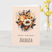 Sinaasappel Geel Grijs Bloemboeket Verjaardag Kaart (Gele Bloem)
