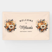 Sinaasappel Geel Grijs Bloemboeket Verjaardag Welk Spandoek (Horizontaal)