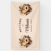 Sinaasappel Geel Grijs Bloemboeket Verjaardag Welk Spandoek (Verticaal)