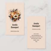 Sinaasappel Geel Grijs Bloemboeket Visitekaartje (Voorkant / Achterkant)