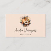 Sinaasappel Geel Grijs Bloemboeket Visitekaartje (Voorkant)