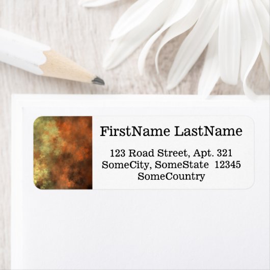 Sinaasappel, geel & grijs mistachtig patroon etiket (Insitu)