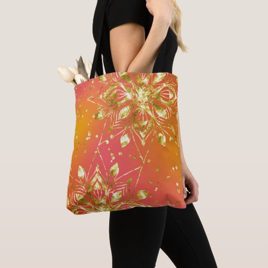 SINAASAPPEL & GEEL OMBRE MET GOUDEN MANDALA TOTE BAG (Dichtbij)