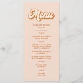  Sinaasappel Geel Retro 70s Boho Bruiloft Menu (Voorkant)