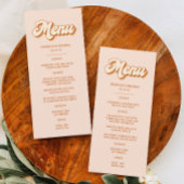Sinaasappel Geel Retro 70s Boho Bruiloft Menu